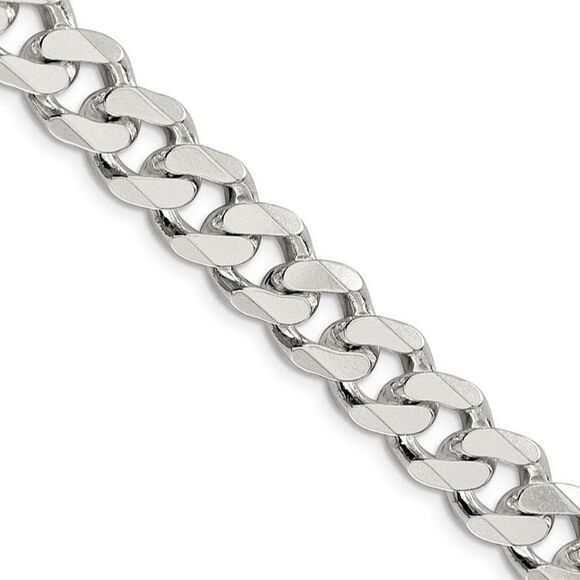 Men's 11mm Sterling Silver Solid Flat Curb Chain Necklace 26 Inch